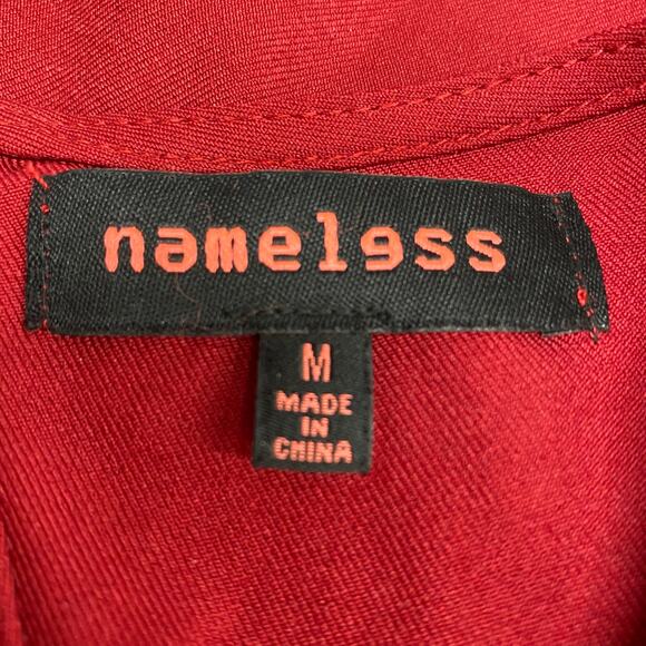 Nameless Red Beaded Cross Sleeveless Cut Out Back Sheath Edgy Mini Dress M - Picture 8 of 11